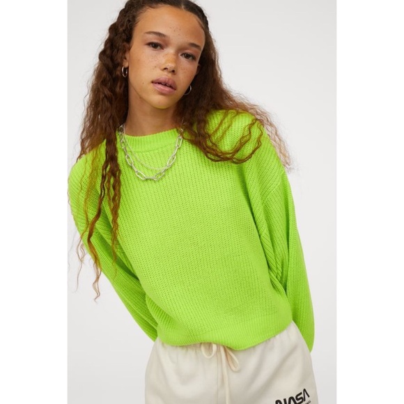 h&m neon green sweater